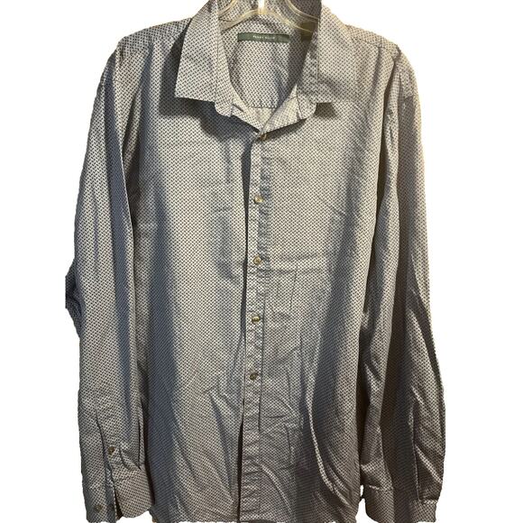 Perry Ellis Men’s XXL Blue Geometric Long Sleeve Button Down Cotton Shirt - Picture 1 of 16